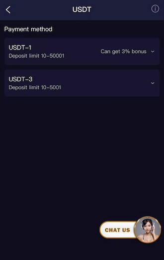 Step 2: Choose the USDT payment method that suits you