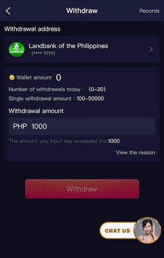 Step 2: Then select a withdrawal address and enter the withdrawal amount
